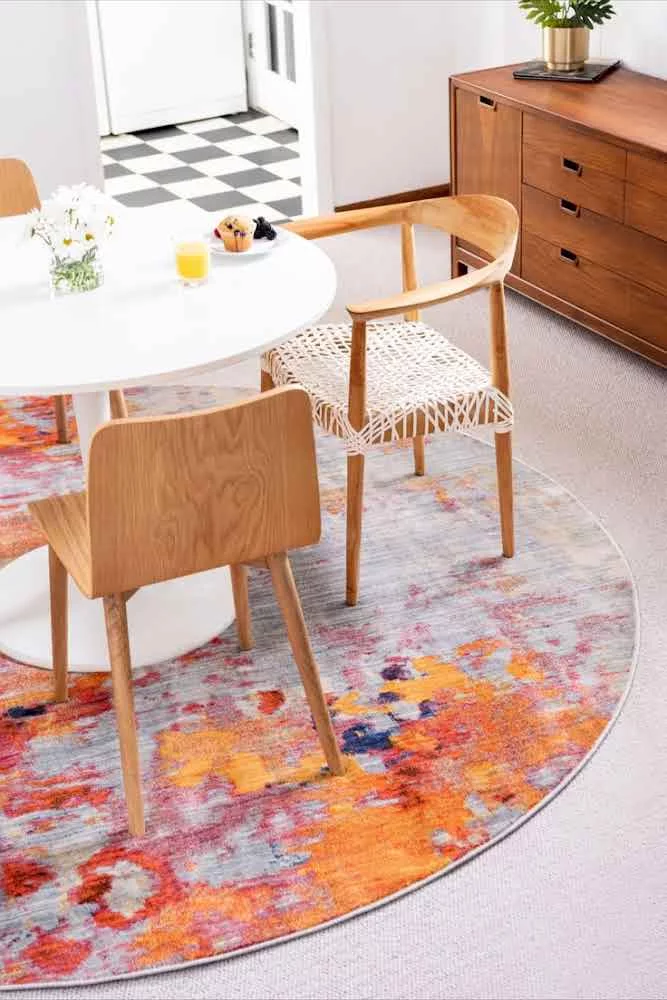 Runder Flanell Teppich 120cm - Rutschfeste Matte Für Küche & Wohnzimmer