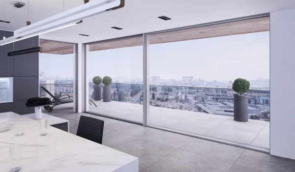 weite energieeffiziente Fenster bieten einen herrlichen Panoramablick 