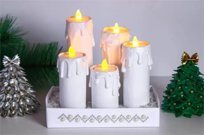 Adventsdeko selber basteln LED-Kerzen
