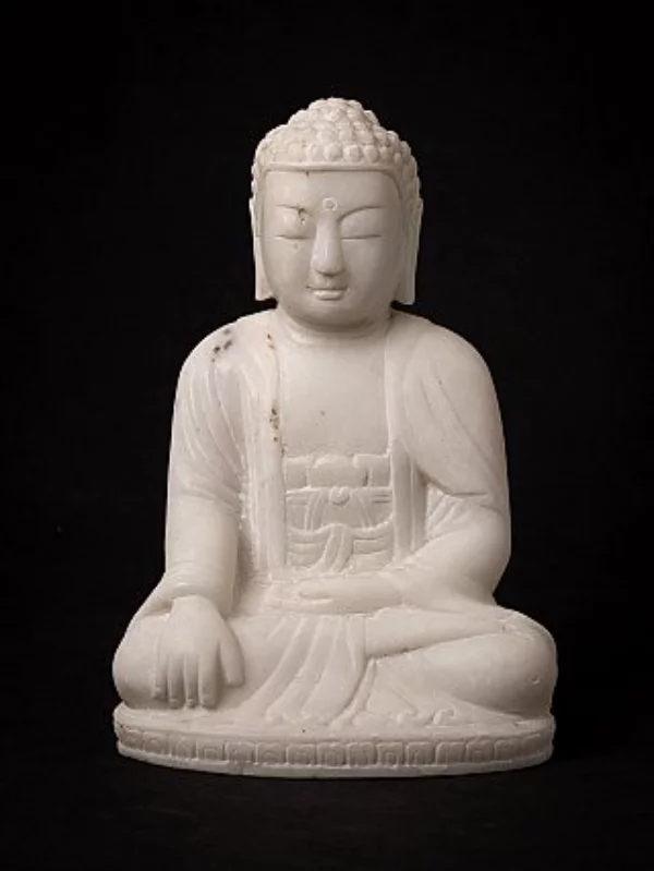 Buddhafigur sitzender Buddha aus weißem Marmor hergestellt