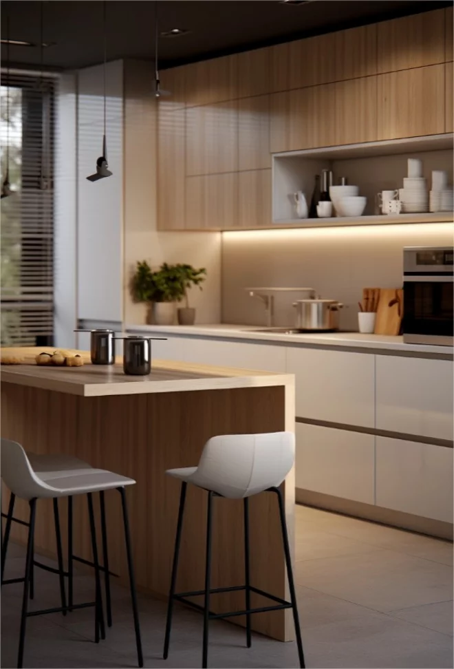 Moderne Küchen Inspiration schöner Raum mit eingebauter Beleuchtung