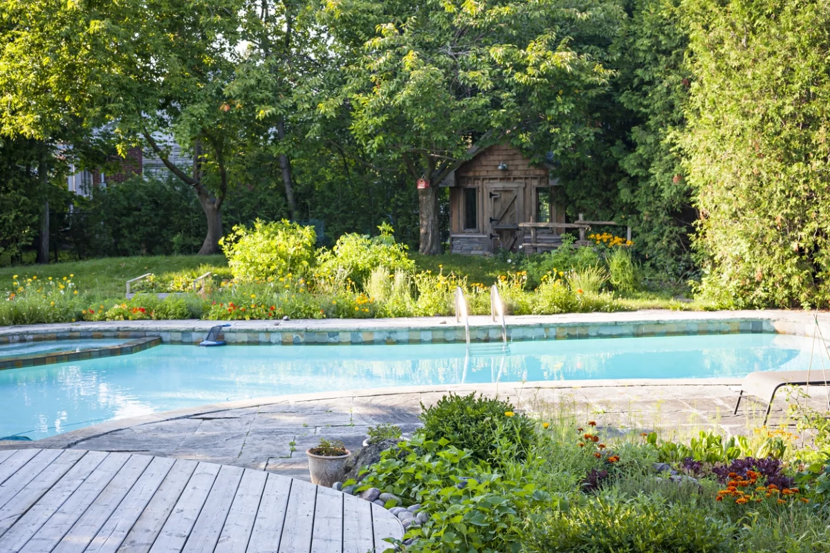 Ideen für Pools im Garten - eingelassenes Schwimmbecken ästhetisch ansprechend