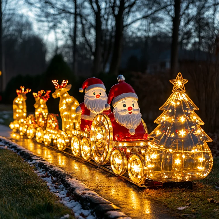 Außendeko Weihnachten – Santa kommt mit den Geschenken