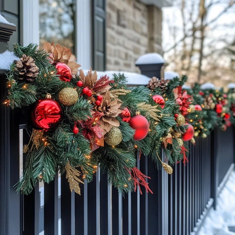 Ausgefallene Weihnachtsdeko am Gartenzaun