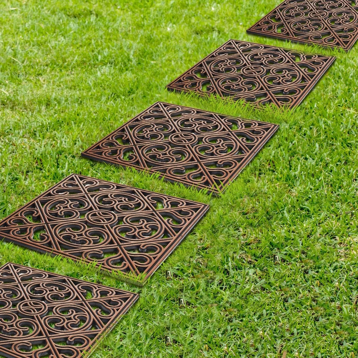 Metallplatten oder solche aus Kunststoff als Trittsteine Garten 