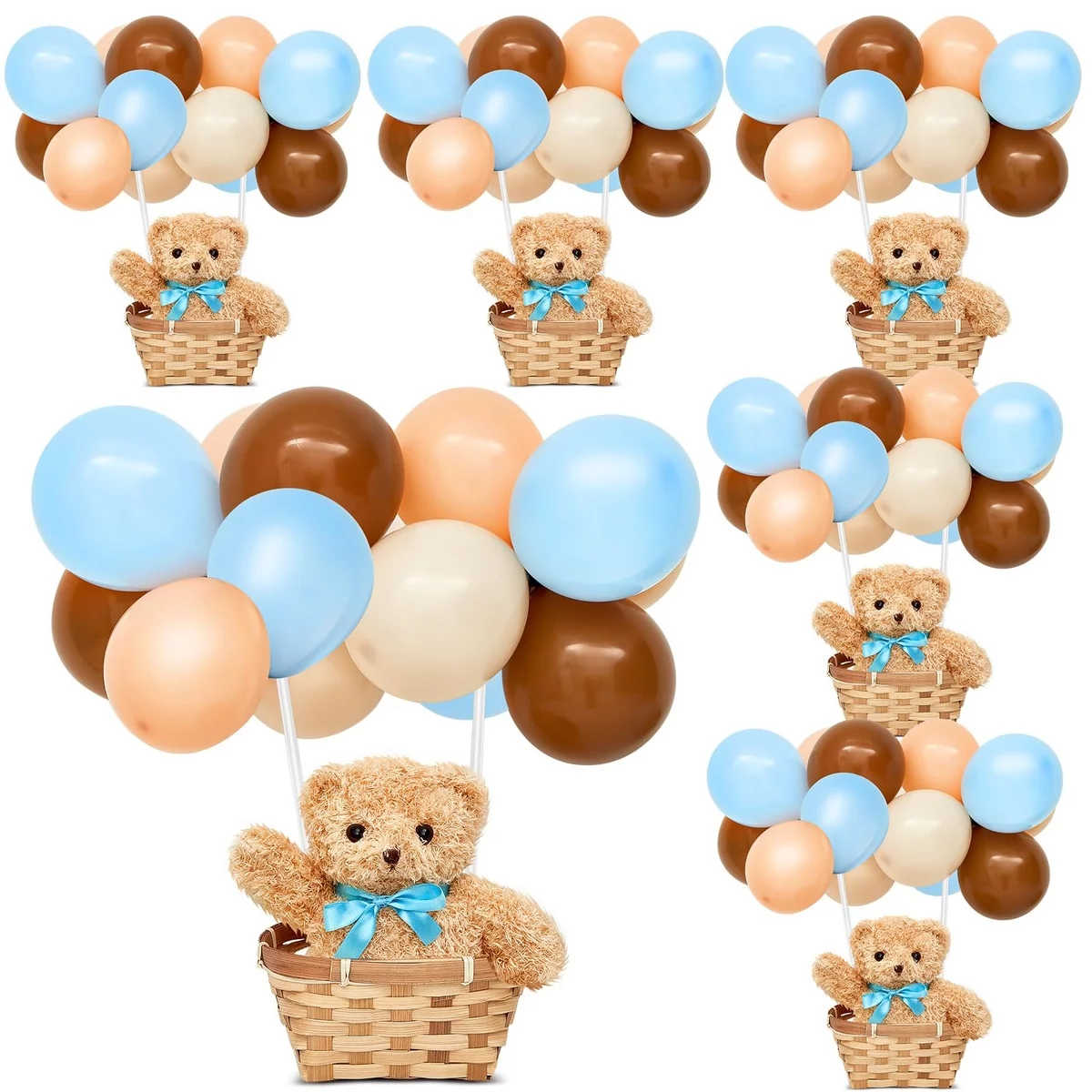 Beispiele für Tischdeko für Babyparty mit vielen Ballons und Bären