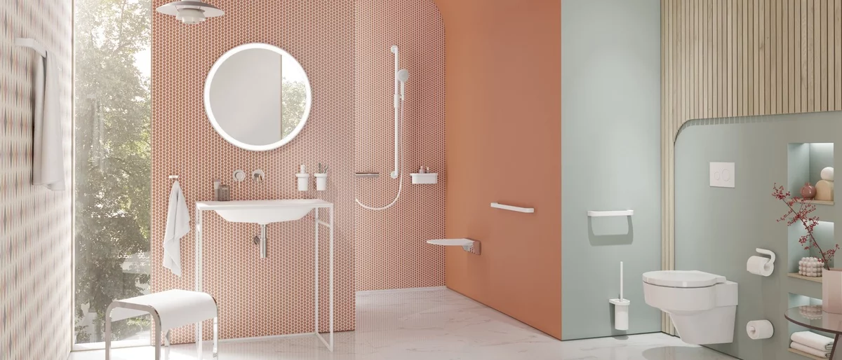 Rosa und Weiß in perfekter Kombination im modernen Badezimmer