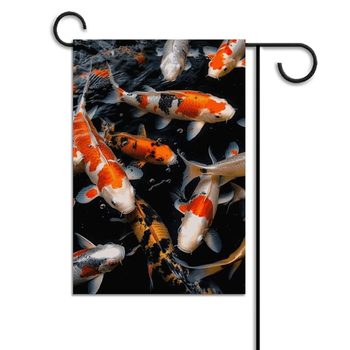 ausgefallene Deko im Garten - ein Schild mit Koi Fischen