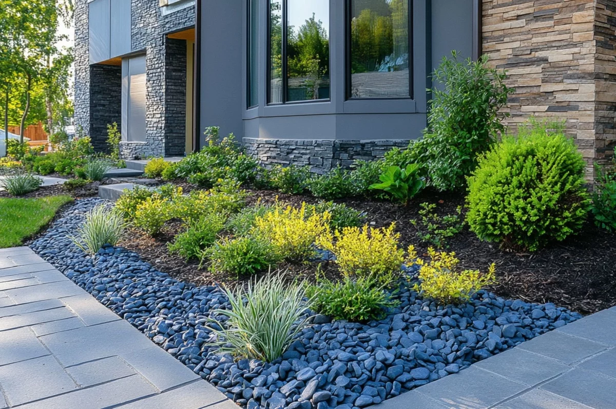 Vorgarten gestalten pflegeleicht mit Steingarten