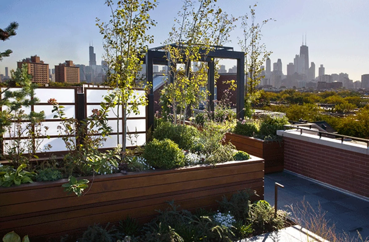 einen grünen Garten auf der Dachterrasse gestalten - idee für die Großstadt