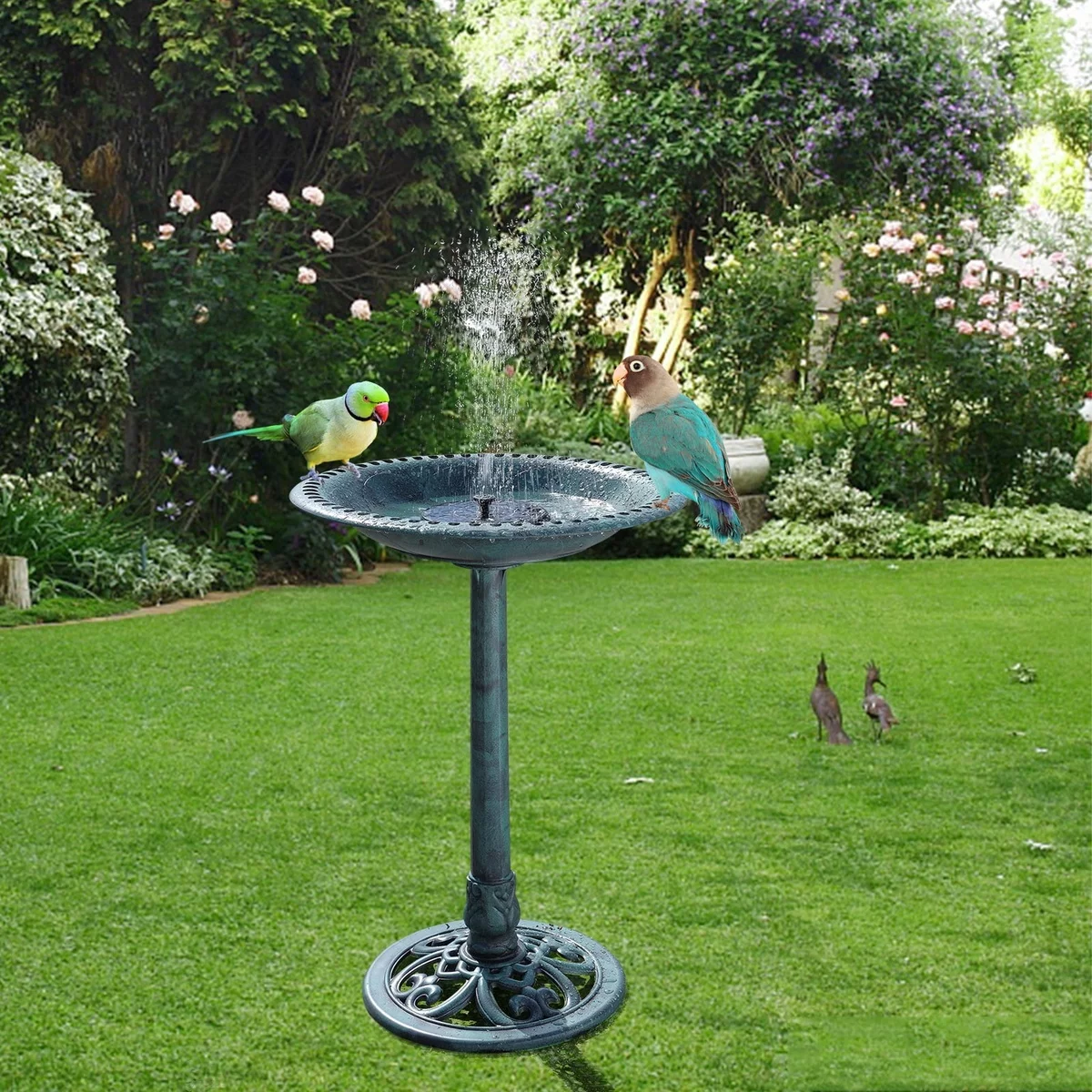 echter Hingucker im Garten - Solar Springbrunnen mit zwei Vögeln