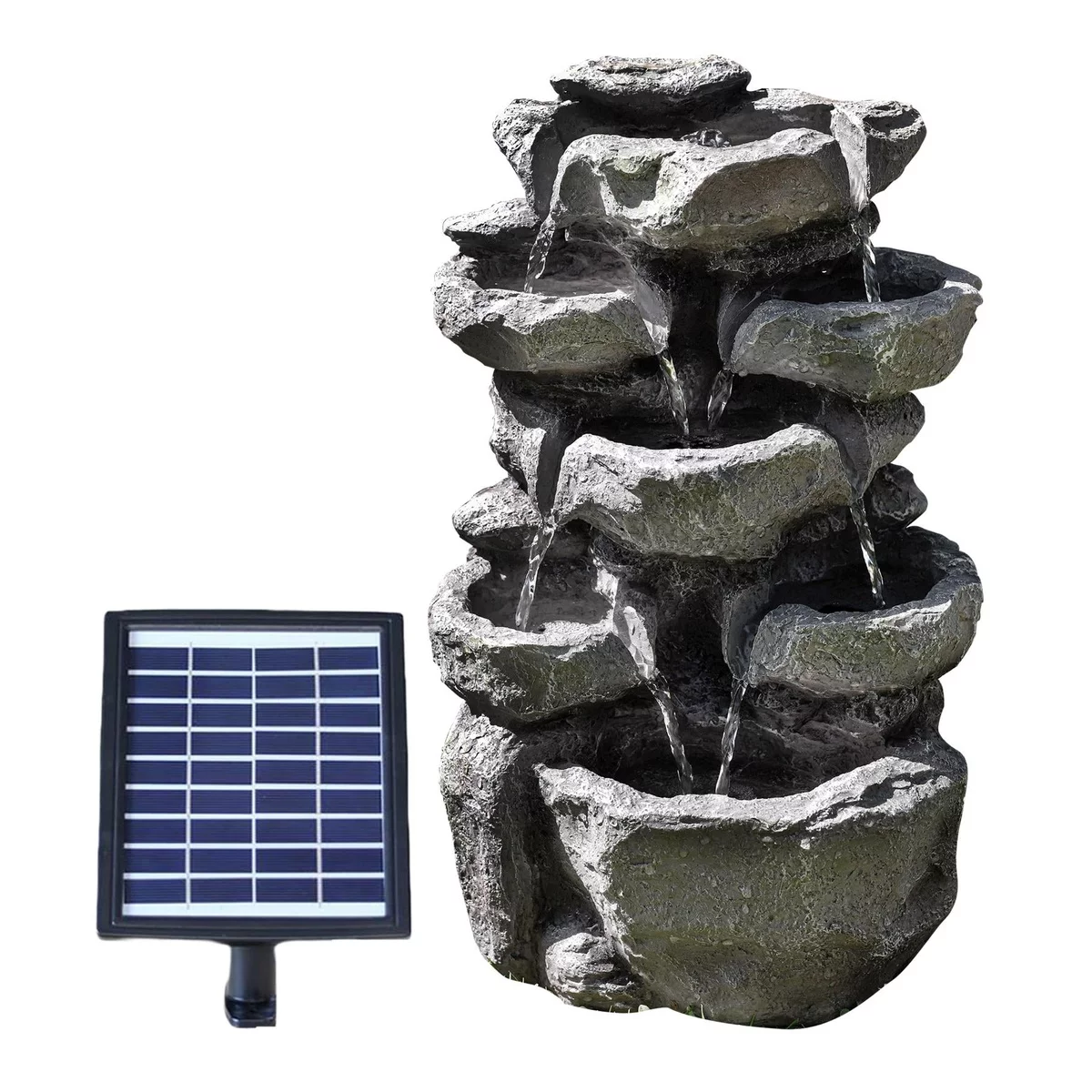 Solarbrunnen Garten aus Naturstein kaskadenartig 