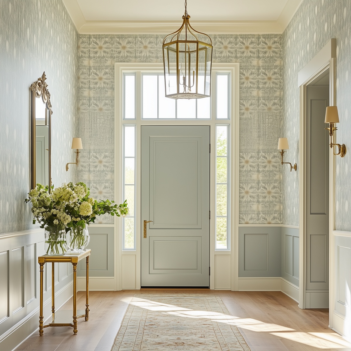 sehr ansprechend und einladend gestalteter Hauseingang - viel Licht und schöne Blumen