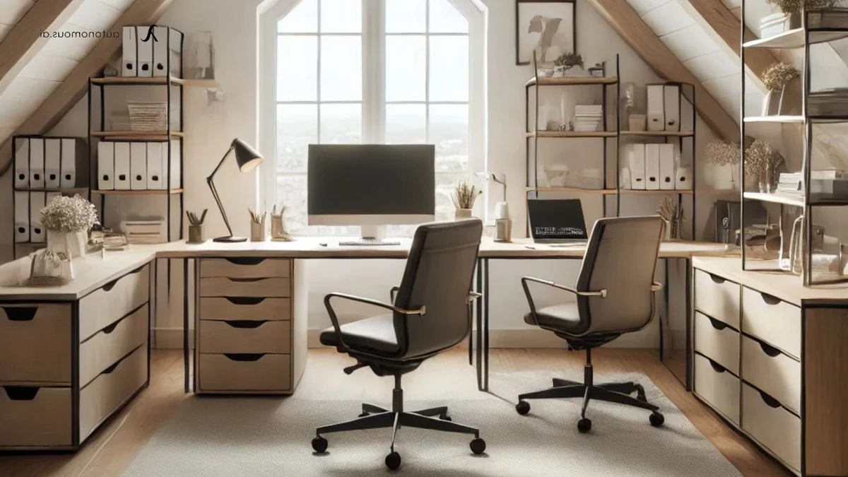 Home Offive unter der Schräge mit zwei Arbeitsplätzen - sehr gutes Raumkonzept 