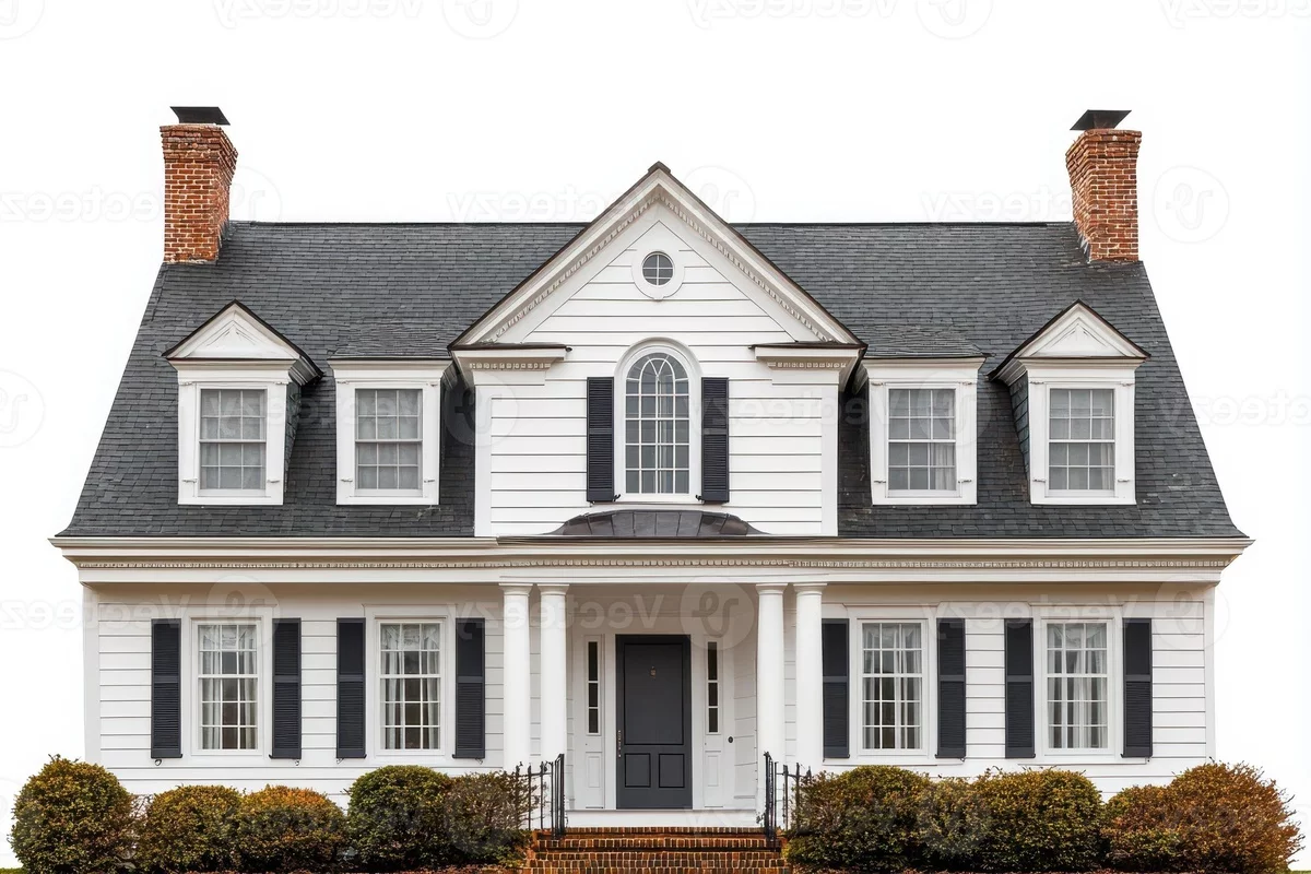 Haus im kolonialen Stil mit gut gepflegtem Vorgarten - klassischer Look