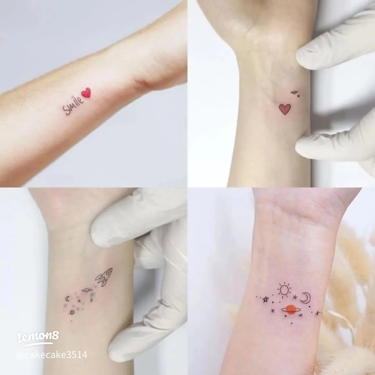 verschiedene Symbole für minimalistische Tattoos am Unterarm 