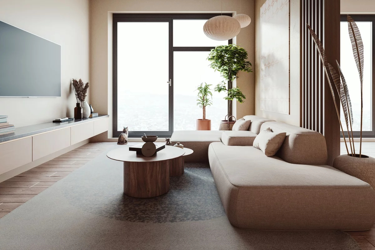 helles Wohnzimmer in hellen Farben gestaltet - sehr ansprechendes Raumdesign