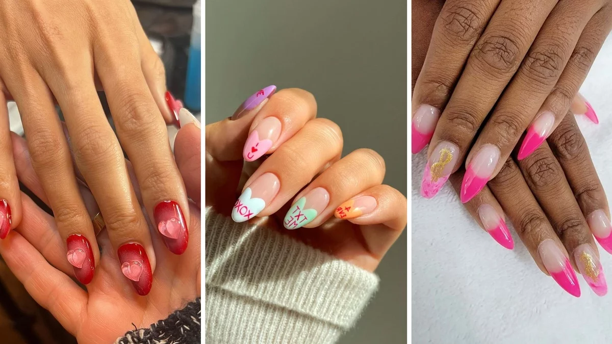auffällige Ideen für moderne Maniküre - Nägel schmücken mit Herzen und kurzen Botschaften