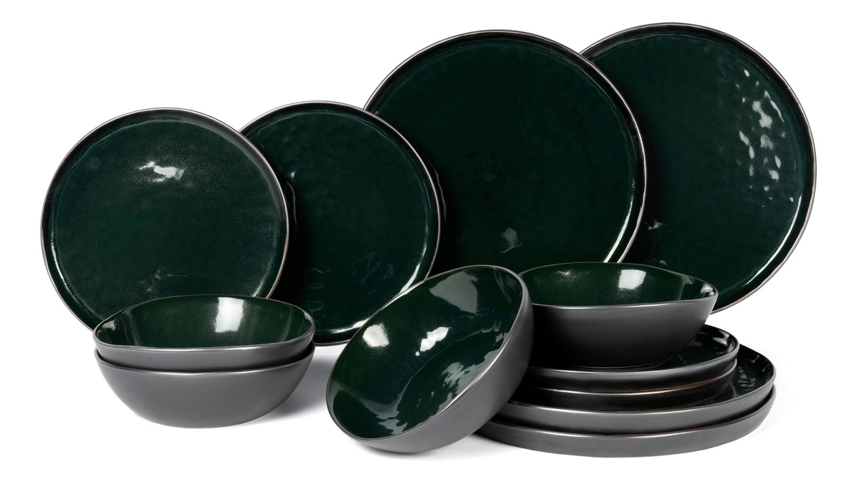 ein Schüssel Set in Smaragsgrün - altes Geschirr Deko