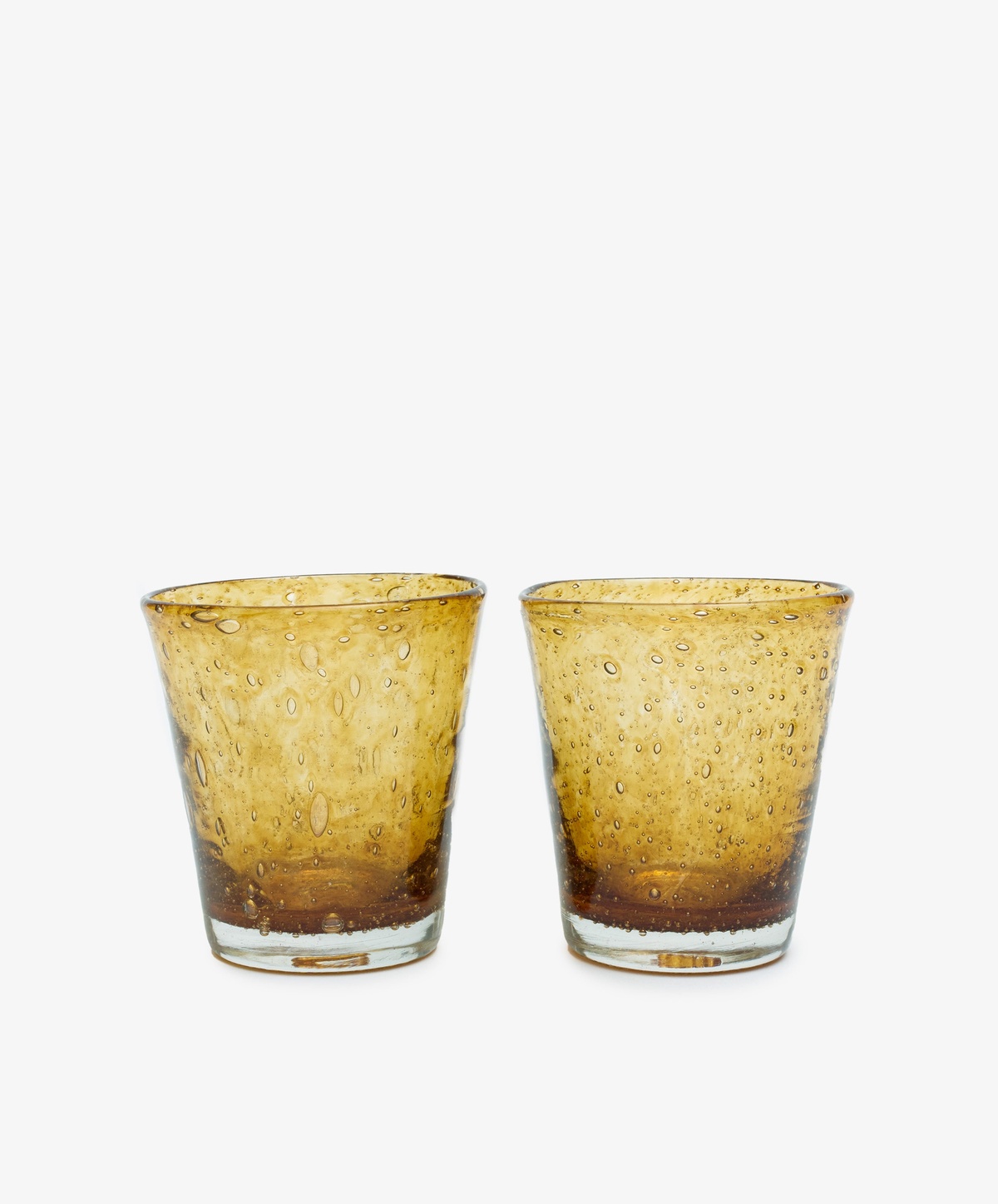 zwei Glasgläser in Senfgelb - altes Geschirr Deko 