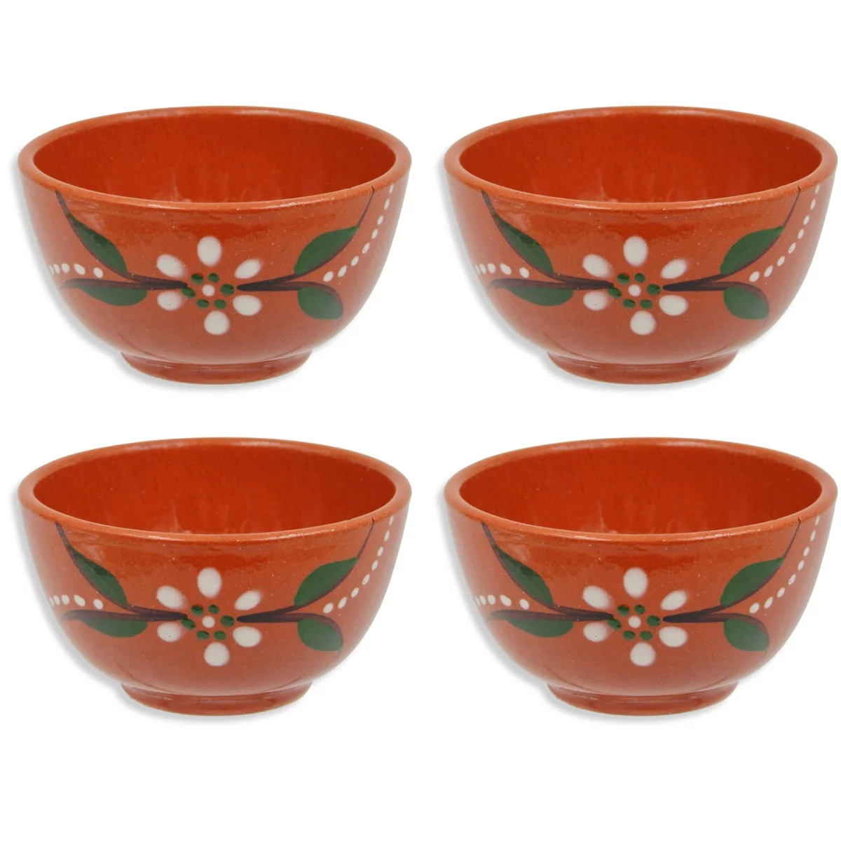 tolle Ideen für Keramikschüsseln bemalen - Schüssel in warmem Braun mit frischen Blumenmustern 