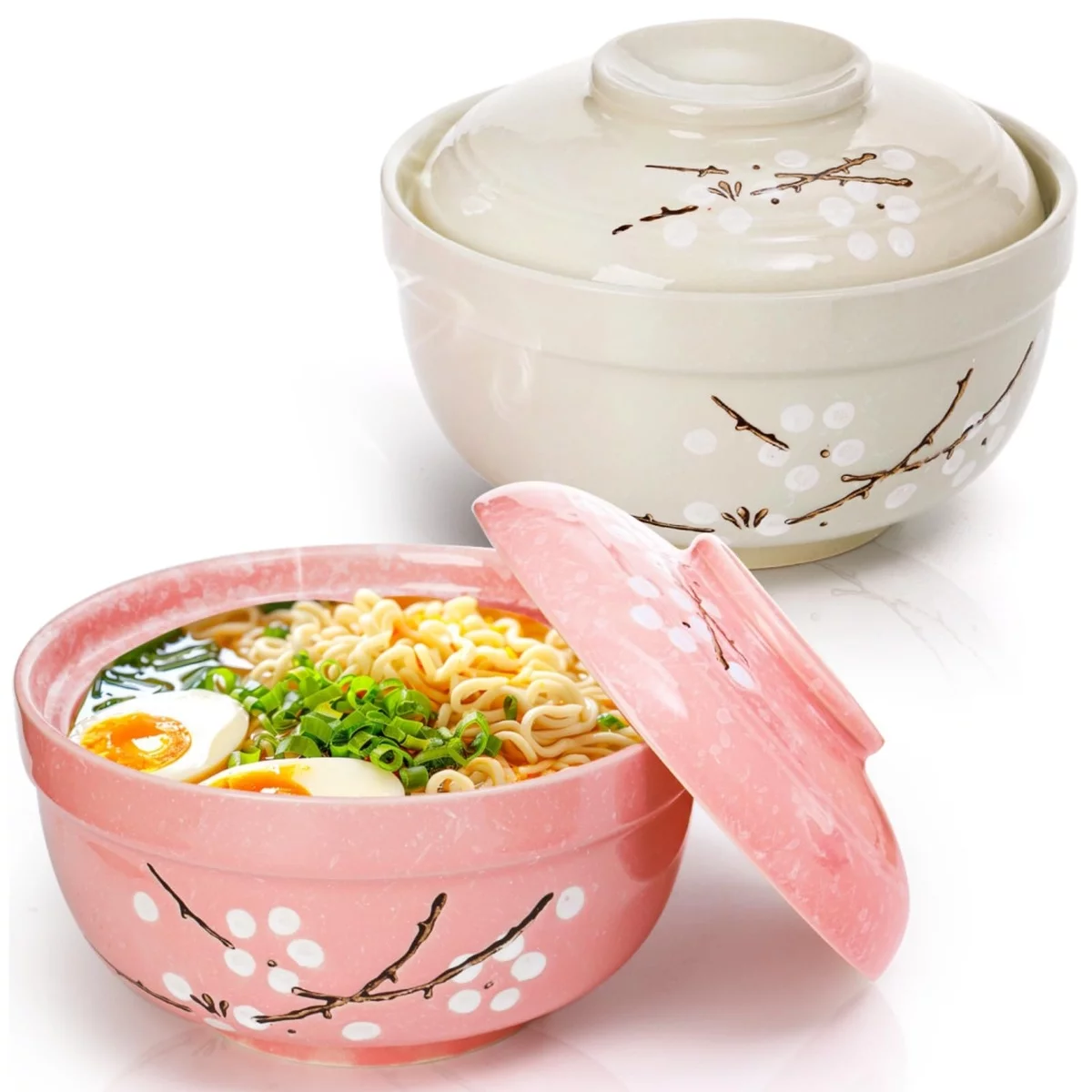 zwei bemalte Keramikschüsseln mit Deckel - in der Küche verwenden 