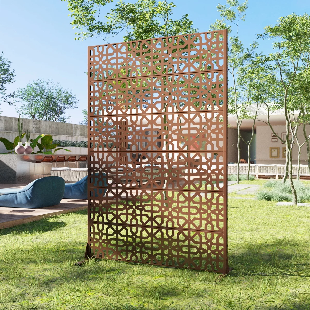 Outdoor-Paravents haben auch eine dekorative Funktion im Garten