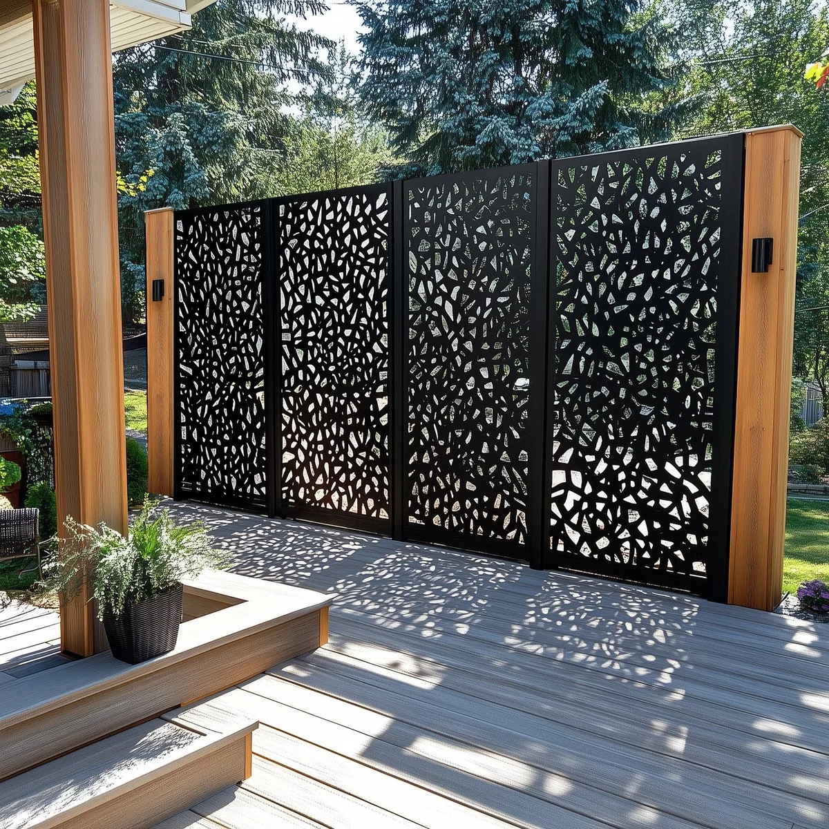 stilvoller Sichtschutz Garten mit stilvollen Paravents mit dekorativem Muster