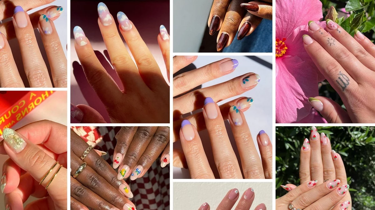 viele Bilderbeispiele für trendige Frühlingsnägel 2025 