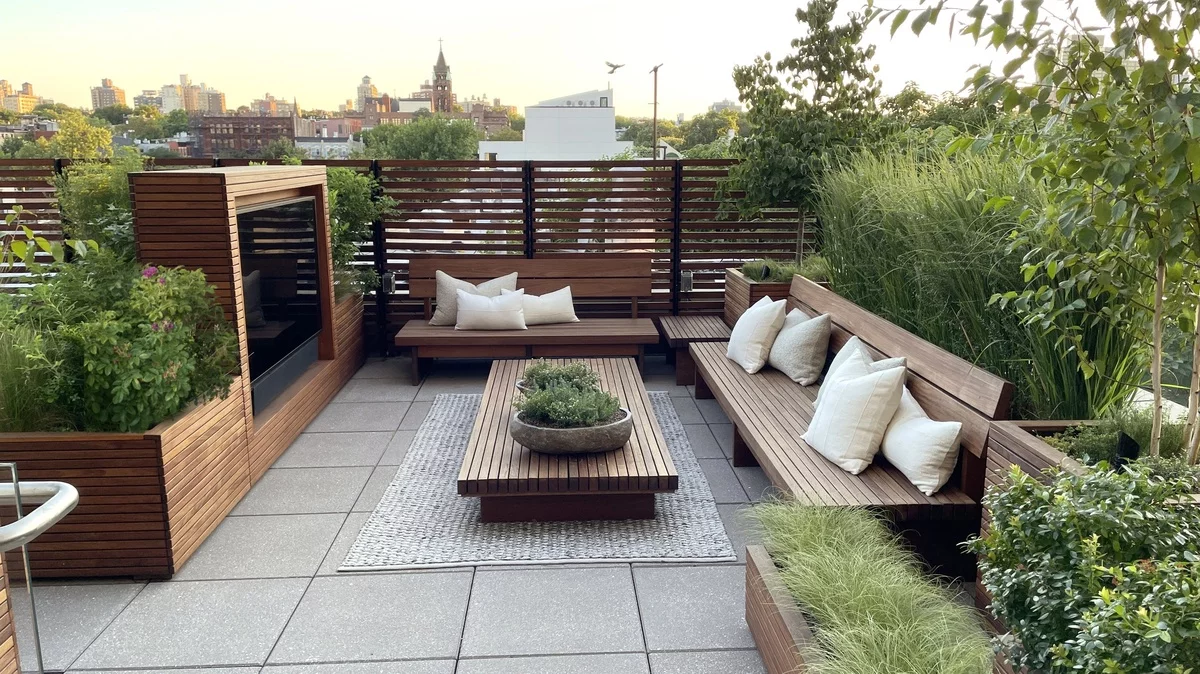 die Dachterrasse in der Großstadt modern gestaltet