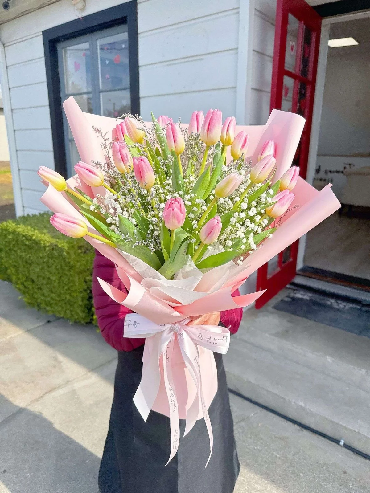 großer herrlicher Tulpenstrauß aus rosa Tulpen