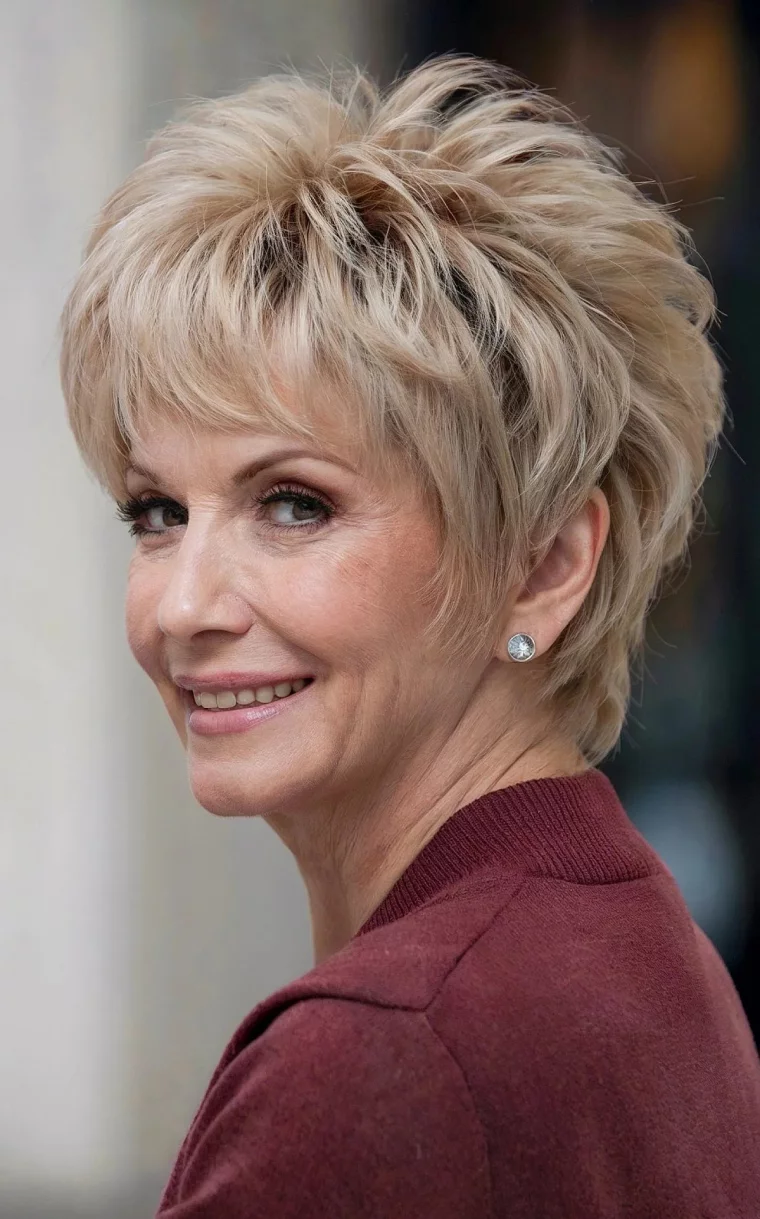 Schauspielerin mit kurzer Frisur