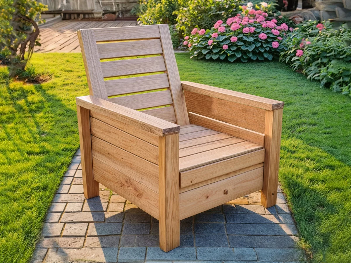 klassischer Holzstuhl Garten mit Armlehnen 