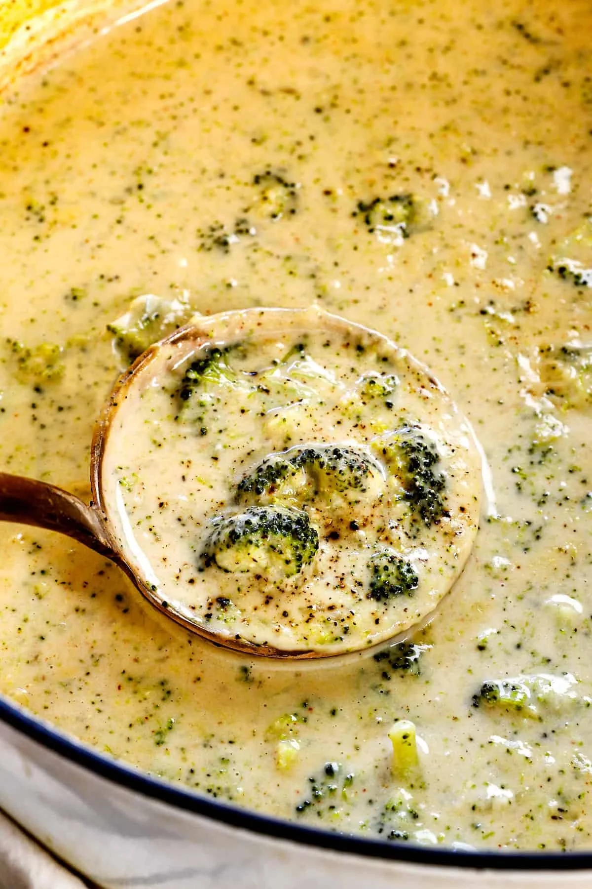 Käsesuppe mit Brokkoli sieht appetitlich aus