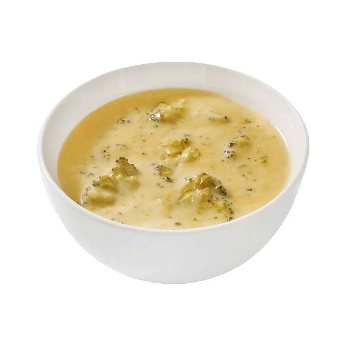 eine Schüssel mit Käsesuppe mit Brokkoli 