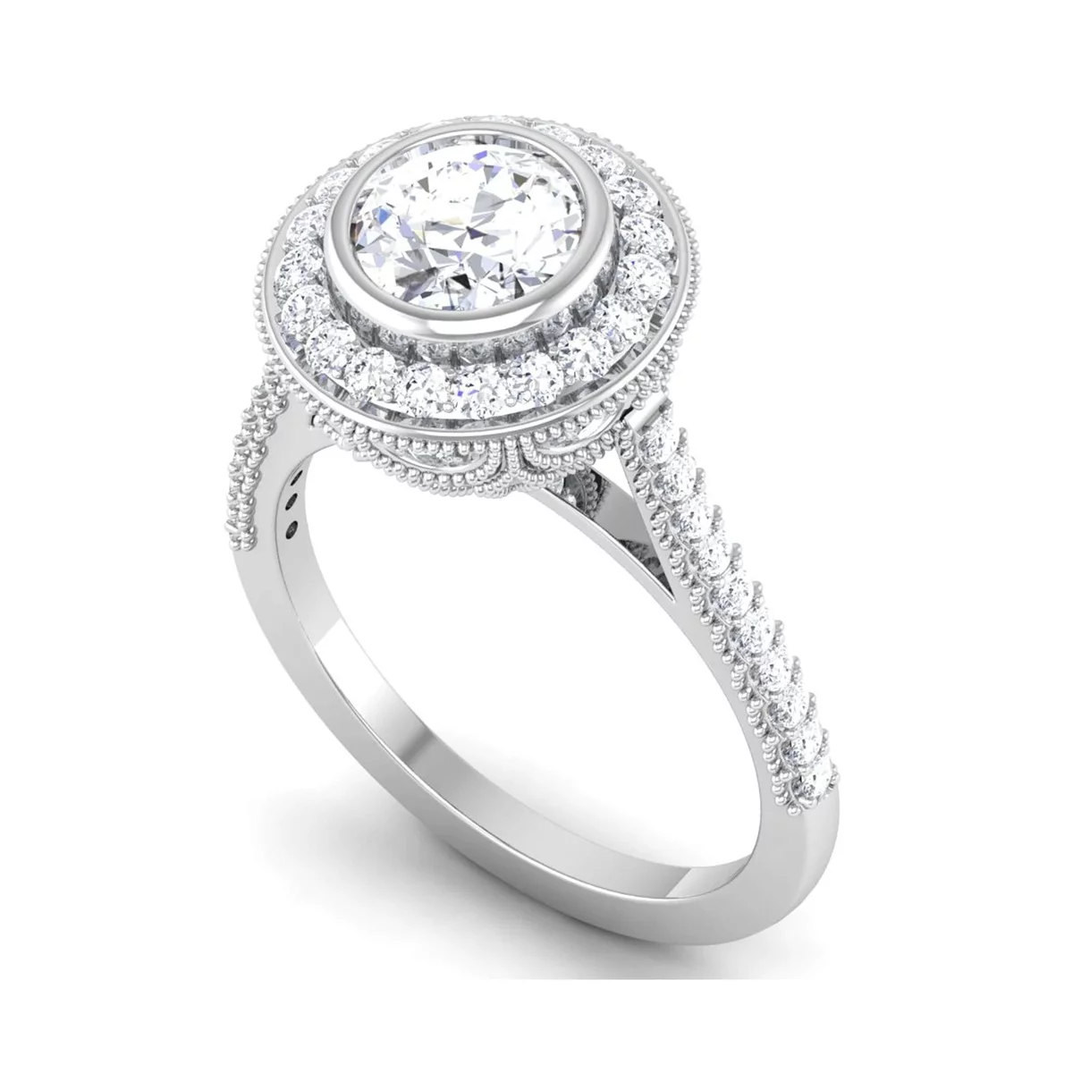 Verlobungsring Frau aus Platin mit kleinen Edelsteinen 