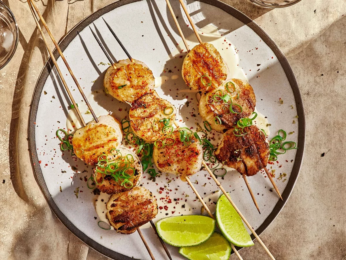 schmackhafte Grillrezepte - Garnellen am Spieß vom Rost 