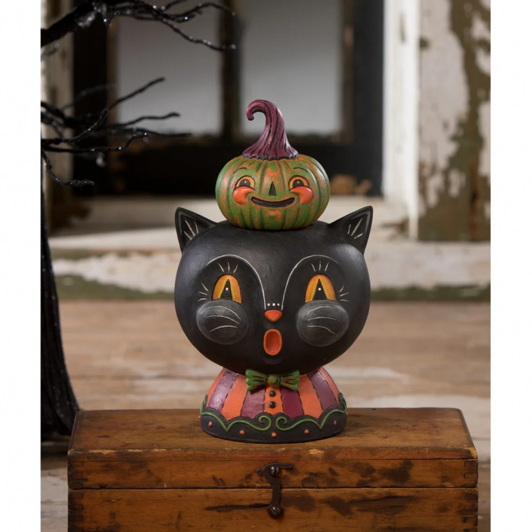 wenig Halloween Deko - Katze und Kürbis