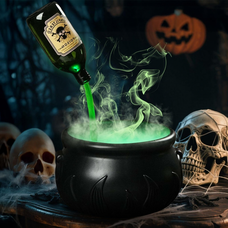 ein kessel und zwei Totenschädel - gruselig