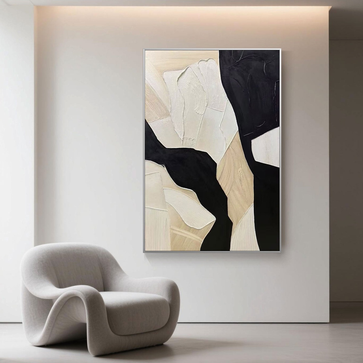 moderne Wohnecke zum meditieren im Wabi Sabi Raum