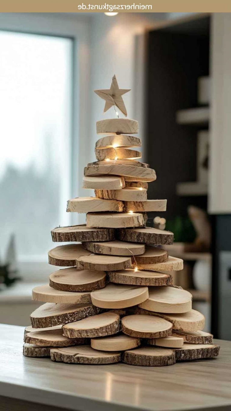 mit Holzscheiben einen Christbaum selber machen