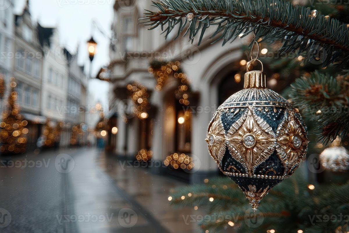 schöne Weihnachtskugel im Fokus