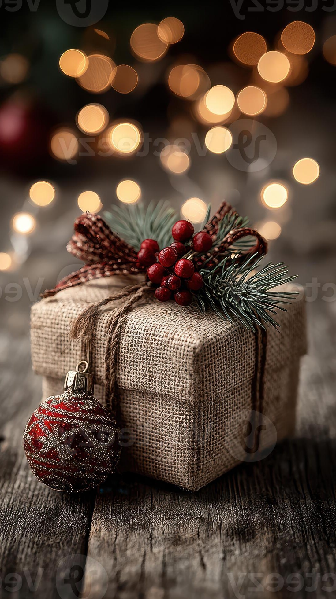 Weihnachtsgeschenk eingepackt und dekoriert