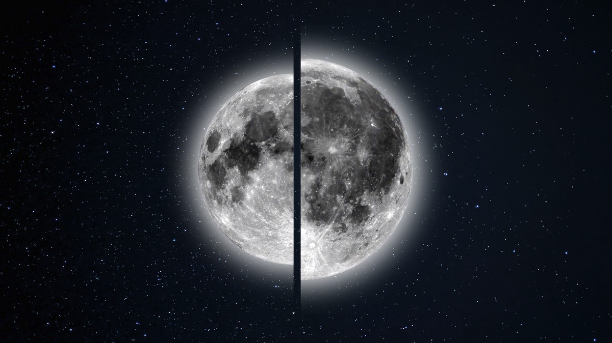 Größenunterschied - normaler Mond und Supermond verglichen