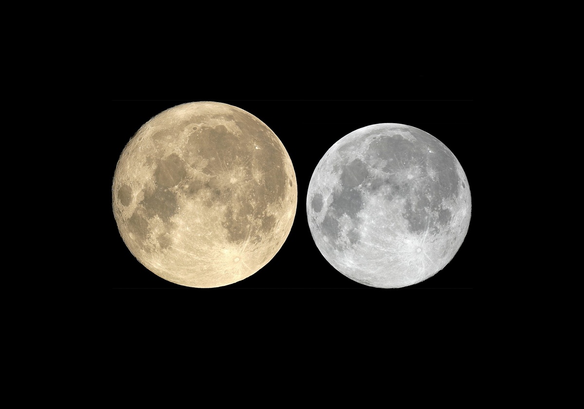 Größenvergleich - Supermond im November und üblicher Mond