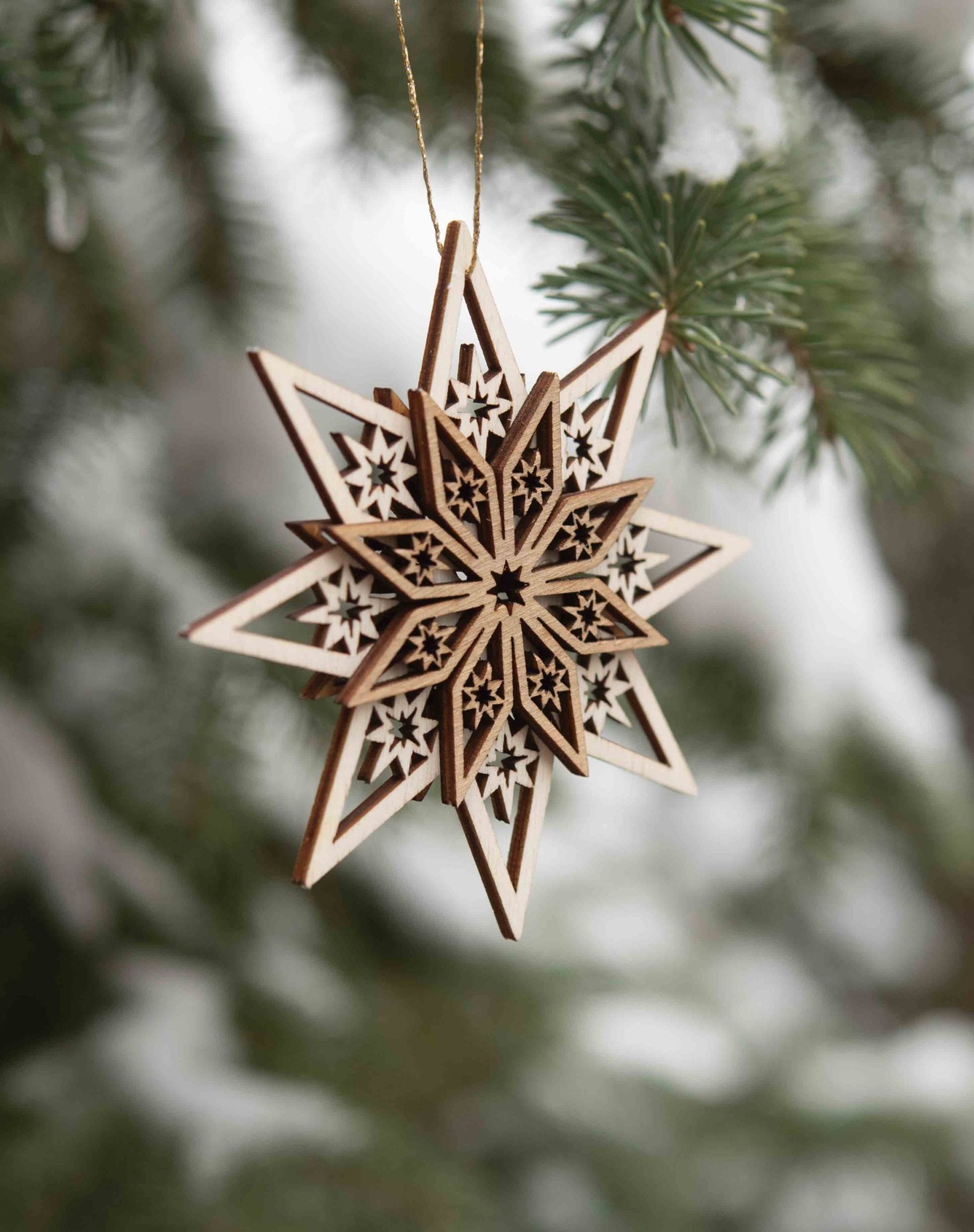 Christbaumanhänger - Stern aus Holz 