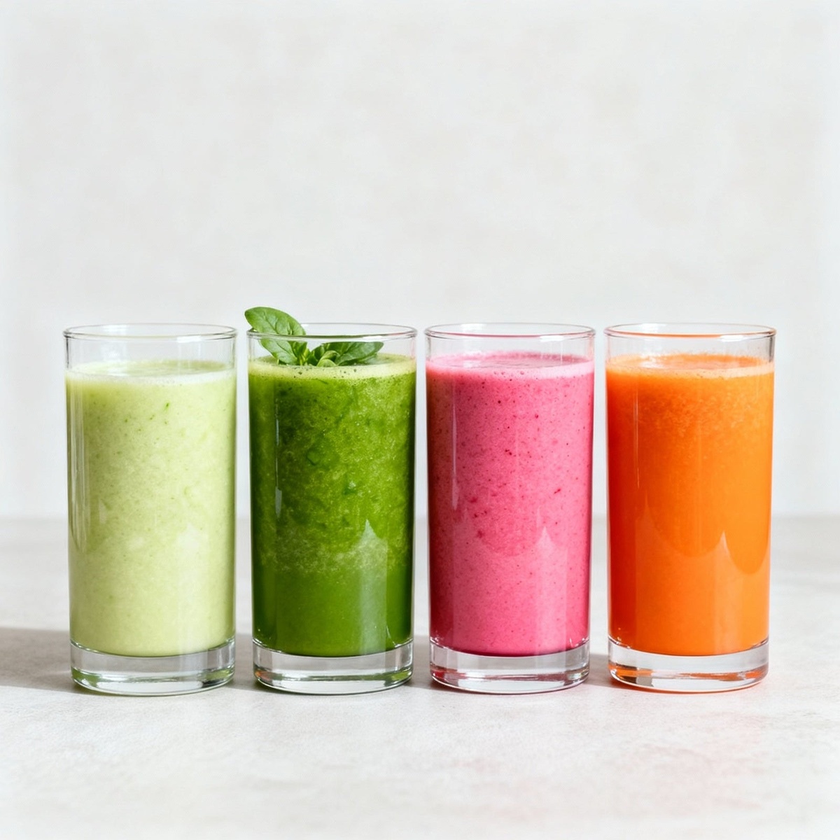 vier unterschiedliche Säfte - großes Angebot beim Saftfasten